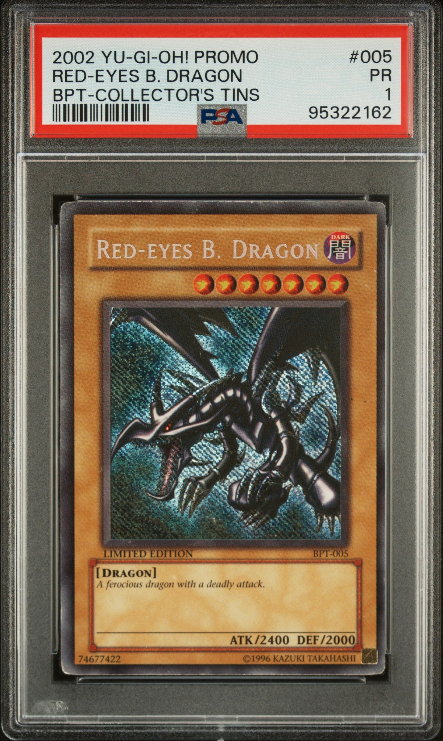 2002 YU-GI-OH! PROMO BPT-COLLECTOR'S TINS #005 RED-EYES B. DRAGON Supreme TCG 2002 YU-GI-OH! PROMO BPT-COLLECTOR'S TINS #005 RED-EYES B. DRAGON Supreme TCG
